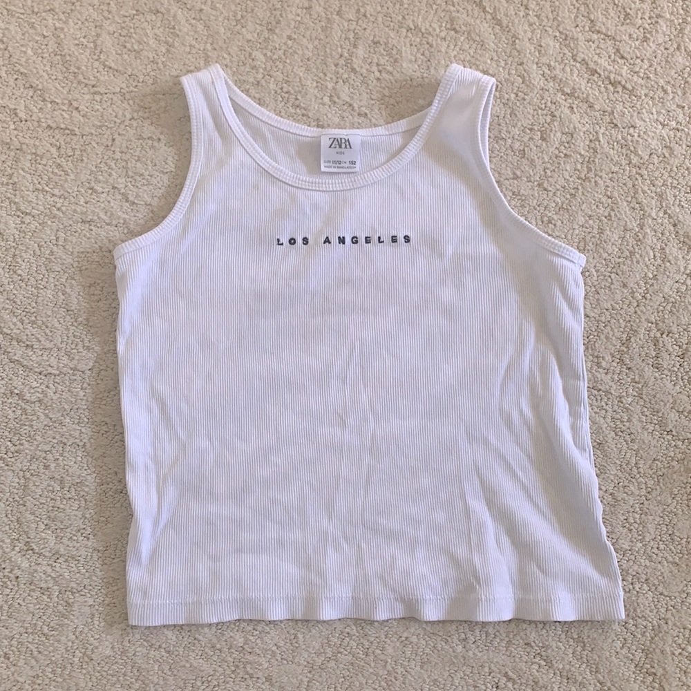 ZARA Kids White Los Angeles Tank Top